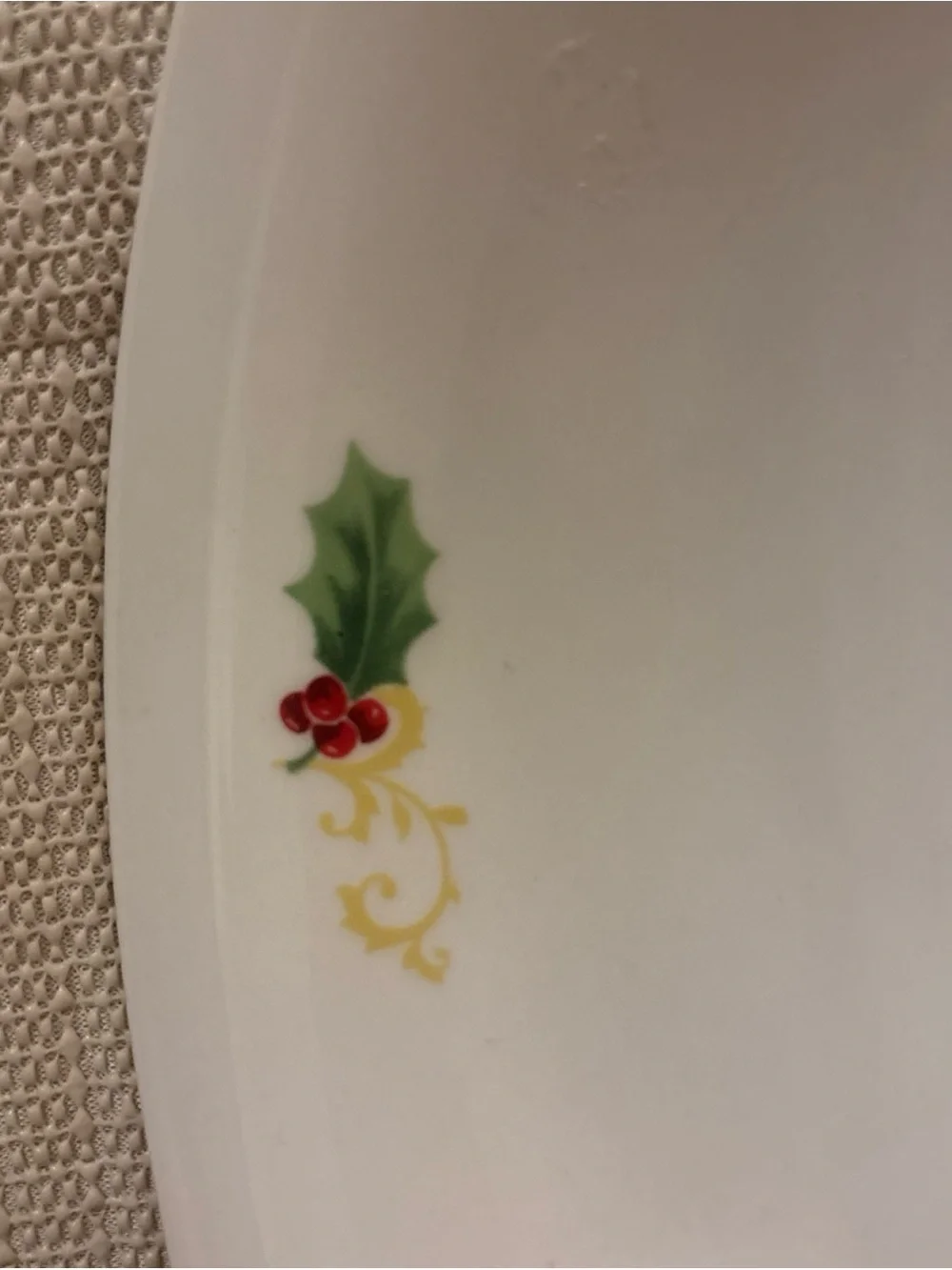 Vintage ATICO Christmas Serving Bowl The Spirit of Christmas is Love Holly Gold